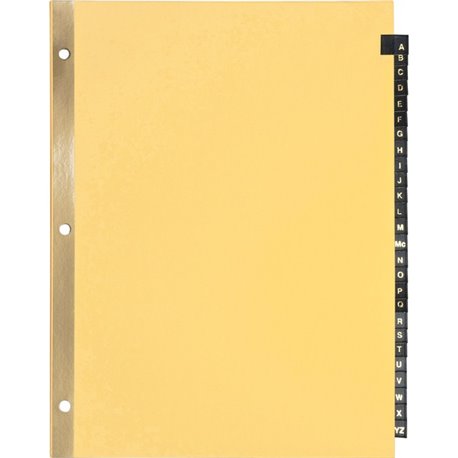 Business Source A-Z Black Leather Tab Index Dividers - 26 Printed Tab(s) - Character - A-Z - 8.5" Divider Width x 11" Divider Le