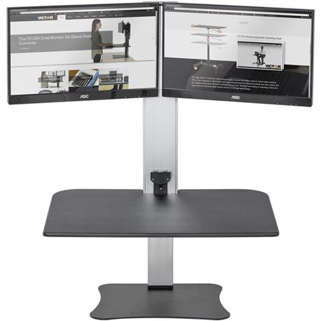 Victor High Rise Electric Dual Monitor Standing Desk Workstation - Supports Two 25" Wide Monitors - 12.5 lbs Each Load Capacity 