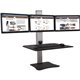 Victor High Rise Electric Triple Monitor Standing Desk - 23" to 34" Screen Support - 37.50 lb Load Capacity - 20" Height x 28" W