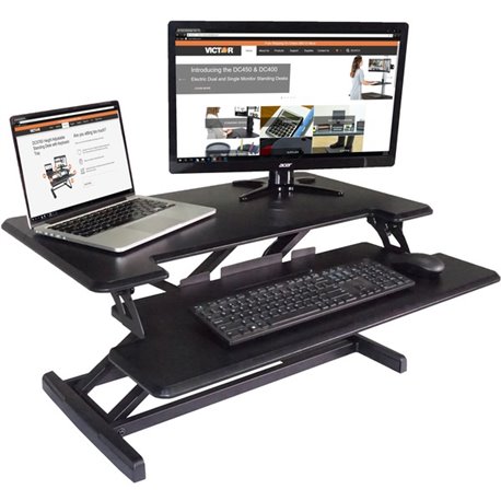 Victor High Rise Height Adjustable Compact Standing Desk with Keyboard Tray - 19" Height x 32.5" Width x 18" Depth - Standing De