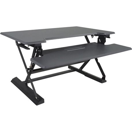 Victor High Rise Height Adjustable Standing Desk with Keyboard Tray (36" , Gray) - Gas Spring System Transforms Sit-Down Desk in