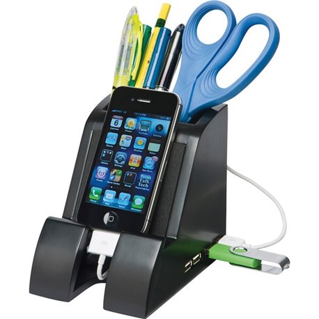 Victor Smart Charge USB Hub Pencil Cup - Docking - Smartphone, Tablet PC, Digital Text Reader - Charging Capability - Synchroniz