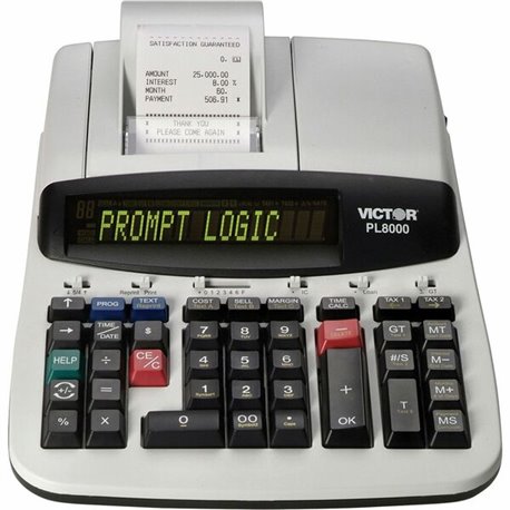 Victor PL8000 14 Digit Heavy Duty Thermal Printing Calculator - 8 - Date, Clock, Heavy Duty, Backlit Display, Durable, Independe