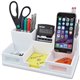 Victor W9525 Pure White Desk Organizer with Smart Phone Holder - 6 Compartment(s) - 4.0" Height x 5.5" Width x 10.4" Depth - Whi