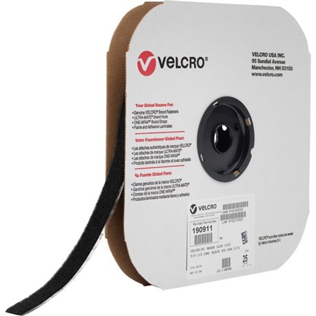 VELCRO 190911 Industrial Industrial - Loop 1000 - 25 yd Length x 0.75" Width - For Indoor, Outdoor - 1 / Roll - Black