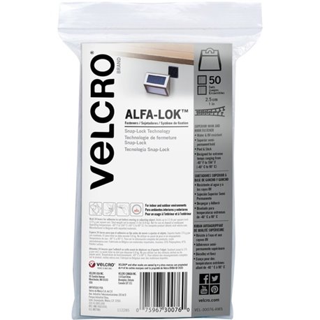 VELCRO Alfa-Lok Fasteners - 1" Length x 1" Width - 50 / Pack