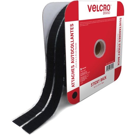 VELCRO Sticky Back Fasteners - 16.67 yd Length x 0.75" Width - 1 / Roll - Black