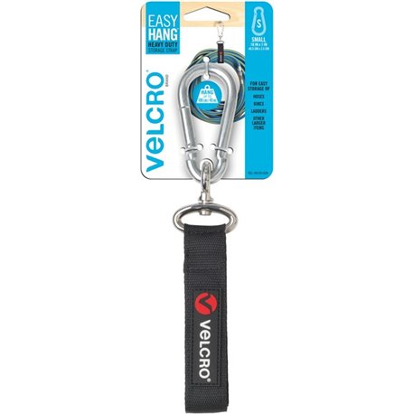 VELCRO Heavy-Duty Storage Strap - 1 Each - Adjustable - 100 lb Load Capacity - Small (S) - Carabiner Attachment - 10.3" Height x