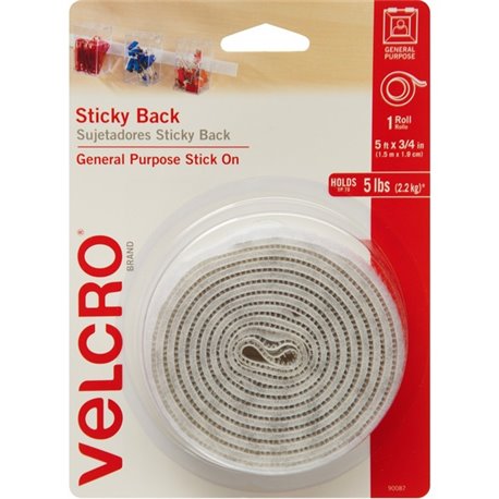 VELCRO 90087 General Purpose Sticky Back - 5 ft Length x 0.75" Width - Dispenser Included - For Mounting, Multi Surface - 1 / Ro