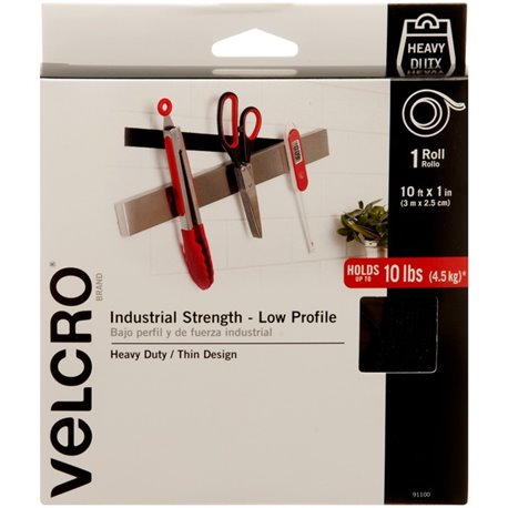 VELCRO 91100 Heavy Duty Industrial Strength - Low Profile - 10 ft Length x 1" Width - Water Resistant - For Mounting - 1 / RollR