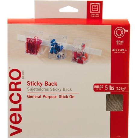 VELCRO 91138 General Purpose Sticky Back - 10 yd Length x 0.75" Width - Dispenser Included - For Mount Picture/Poster, Multi Sur