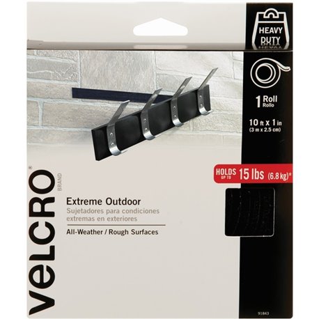 VELCRO 91843 Heavy Duty Extreme Outdoor - 10 ft Length x 1" Width - Plastic - Weather Resistant, UV Resistant, Water Resistant -