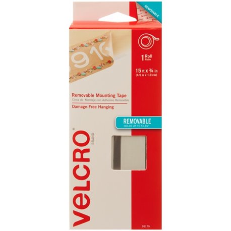 VELCRO 95179 General Purpose Removable Mounting - 15 ft Length x 0.75" Width - 1 Each - White