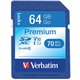 Verbatim 64GB Premium SDXC Memory Card, UHS-I Class 10 - Class 10/UHS-I (U1) - 90 MB/s Read1 Pack - 300x Memory Speed