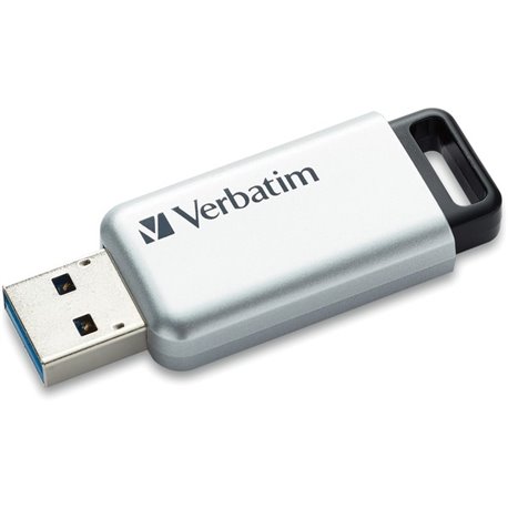 Verbatim 128GB Store 'n' Go Secure Pro USB 3.0 Flash Drive - 128 GB - USB 3.0 - Silver - 256-bit AES - Lifetime Warranty - 1 Eac