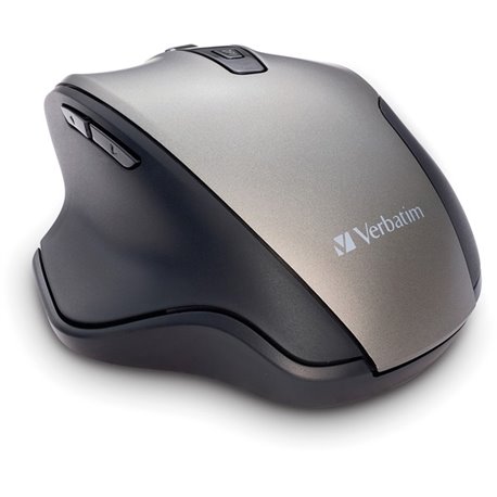 Verbatim Silent Ergonomic Wireless Blue LED Mouse - Graphite - Blue LED/Optical - Wireless - Radio Frequency - 2.40 GHz - Graphi