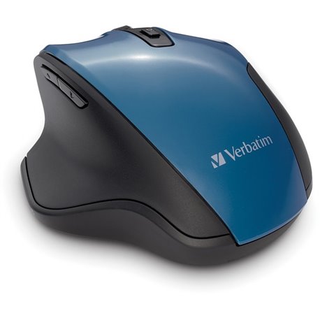 Verbatim Silent Ergonomic Wireless Blue LED Mouse - Dark Teal - Blue LED/Optical - Wireless - Radio Frequency - 2.40 GHz - Dark 