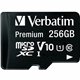 Verbatim Premium 256 GB Class 10/UHS-I (U1) microSDXC - 1 Pack - 100 MB/s Read - Lifetime Warranty