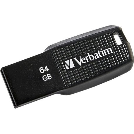 Verbatim 64GB Ergo USB Flash Drive - Black - The Verbatim Ergo USB drive features an ergonomic design for in-hand comfort and CO