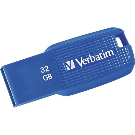 Verbatim 32GB Ergo USB 3.0 Flash Drive - Blue - The Verbatim Ergo USB drive features an ergonomic design for in-hand comfort and