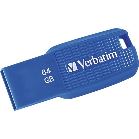 Verbatim 64GB Ergo USB 3.0 Flash Drive - Blue - The Verbatim Ergo USB drive features an ergonomic design for in-hand comfort and