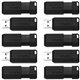 Microban 64GB PinStripe USB Flash Drive - Business 10pk - Black - 64 GB - USB 2.0 Type A - Black - 10 / Pack