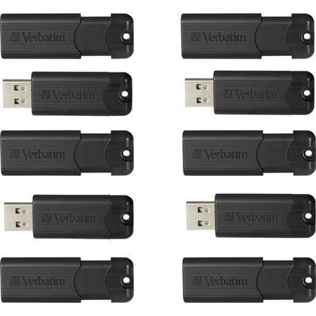 Microban 32GB PinStripe USB 3.2 Flash Drive Business Pack - 32 GB - USB 3.2 (Gen 1) Type A - Black - Lifetime Warranty - 10 / Pa