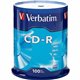 Verbatim CD-R 700MB 52X with Branded Surface - 100pk Spindle - 120mm - 1.33 Hour Maximum Recording Time