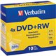 Verbatim DataLifePlus 94839 DVD Rewritable Media - DVD+RW - 4x - 4.70 GB - 10 Pack Slim Case - Silver - 2 Hour Maximum Recording