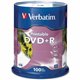 Verbatim DVD+R 4.7GB 16X White Inkjet Printable - 100pk Spindle - 120mm - Printable