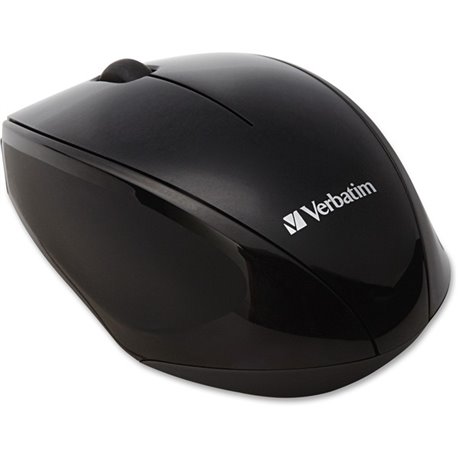 Verbatim Wireless Notebook Multi-Trac Blue LED Mouse - Black - Blue Optical - Wireless - Radio Frequency - Black - USB 2.0 - Scr