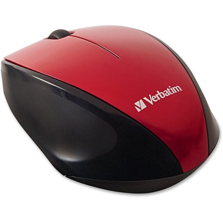 Verbatim Wireless Notebook Multi-Trac Blue LED Mouse - Red - Blue Optical - Wireless - Radio Frequency - Red - USB 2.0 - Scroll 