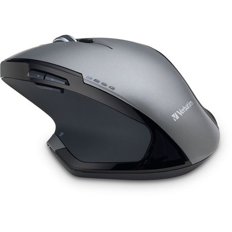 Verbatim Wireless Desktop 8-Button Deluxe Mouse - Blue LED - Wireless - Radio Frequency - Graphite - 1 - USB - 1600 dpi - Scroll