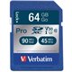 Verbatim 64GB Pro 600X SDXC Memory Card, UHS-1 Class 10 - 64GB SDXC - 1pk