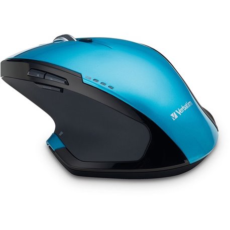 Verbatim Wireless Desktop 8-Button Deluxe Blue LED Mouse - Blue - Blue LED/Optical - Wireless - Radio Frequency - Blue - 1 - USB