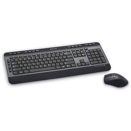 Verbatim Wireless Multimedia Keyboard and 6-Button Mouse Combo - Black - USB Type A Wireless RF - Black - USB Type A Wireless RF