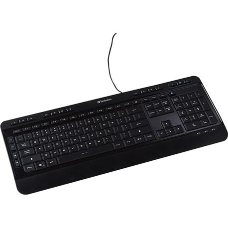 Verbatim Illuminated Wired Keyboard - Cable Connectivity - USB Type A Interface Media Player Hot Key(s) - Windows, Mac OS, Linux