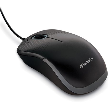 Verbatim Silent Corded Optical Mouse - Black - Optical - Cable - Black - 1 - USB Type A - Scroll Wheel - 3 Button(s)