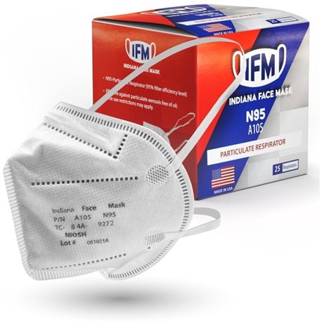 IFM V3GATE Indiana Face Mask N95 Respirators - Recommended for: Face - Airborne Particle Protection - Polyethylene, Non-woven Po