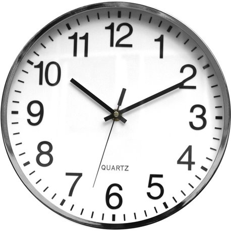 Victory Light Silent Chrome Wall Clock - Chrome/Wood Case, White