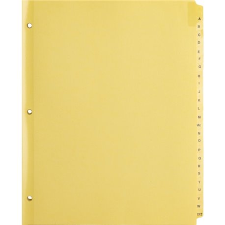 Business Source A-Z Clear Plastic Tab Index Dividers - Printed Tab(s) - Character - A-Z - 25 Tab(s)/Set - 8.5" Divider Width x 1