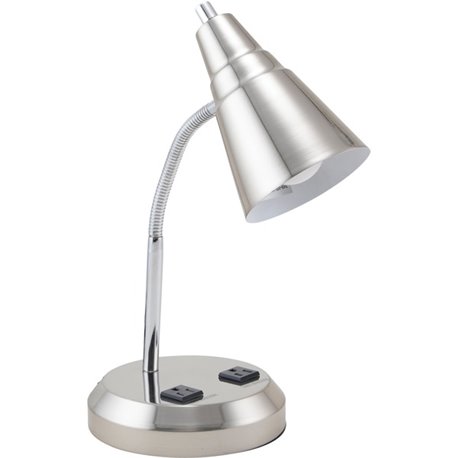 Victory Light Gooseneck Desk Lamp - 15" Height - 1 x 10 W LED Bulb - Brushed Steel - Gooseneck, Surge Protection, Energy Saving,