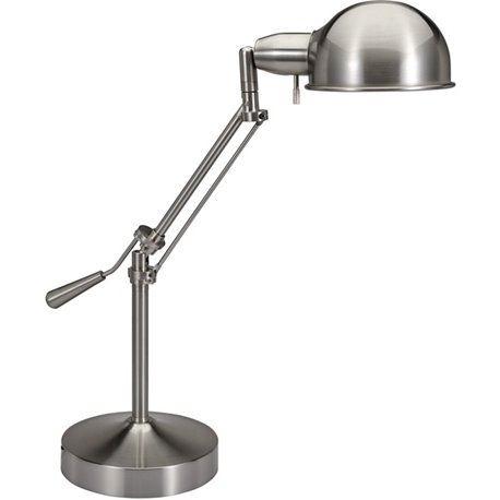 Victory Light V-Light Tilt-arm Desk Lamp - 24" Height - 10 W LED Bulb - Brushed Nickel - Tilted Arm, Adjustable Shade - Metal - 