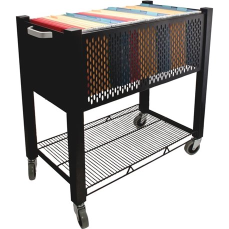 Vertiflex InstaCart Open Top File Cart - 4 Casters - 2.75" Caster Size - Steel - x 27" Width x 14" Depth x 28" Height - Black - 