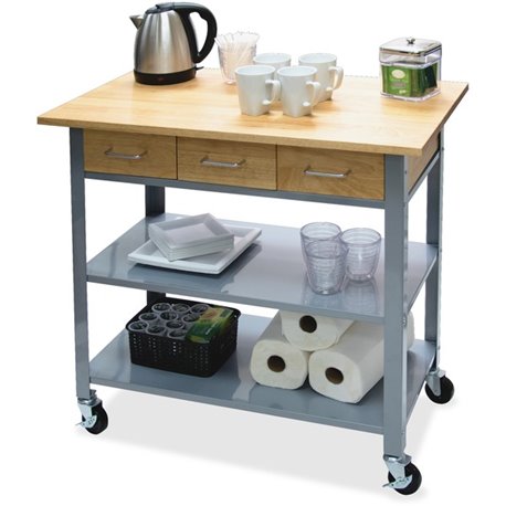 Vertiflex Countertop Serving Cart - Solid Wood - x 34.3" Width x 19" Depth x 35.5" Height - Steel Frame - Assorted - 1 Each