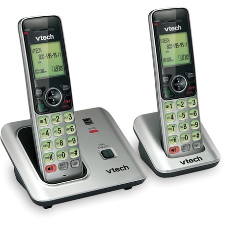 VTech CS6619-2 DECT 6.0 Cordless Phone - Black, Silver - Cordless - Corded - 1 x Phone Line - 2 x Handset - Speakerphone - Heari