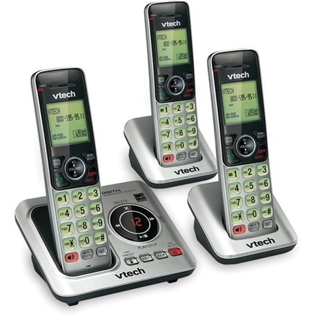 VTech CS6629-3 DECT 6.0 Cordless Phone - Cordless - Corded - 1 x Phone Line - 3 x Handset - Speakerphone - Answering Machine - H