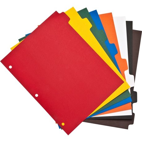 Business Source Plain Tab Color Polyethylene Index Dividers - Blank Tab(s) - 8 Tab(s)/Set - 8.5" Divider Width x 11" Divider Len