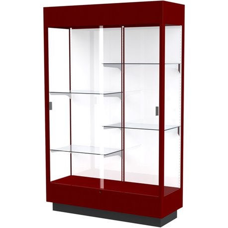 Waddell 4' Lighted Floor Case - 48" x 18" x 76" - Sliding Door(s) - Lockable, Leveler, Durable, Adjustable Shelf, Mirrored Back 