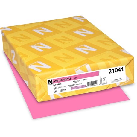 Neenah Astrobrights Paper - Letter - 8 1/2" x 11" - 65 lb Basis Weight - 250 / Pack - Acid-free, Lignin-free - Pulsar Pink